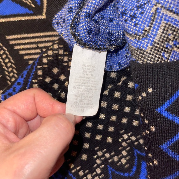 Windsor Midi Skirt And Top Long Sleeve Black & Blue Body Con Print Cotton ( Set) - Picture 10 of 13